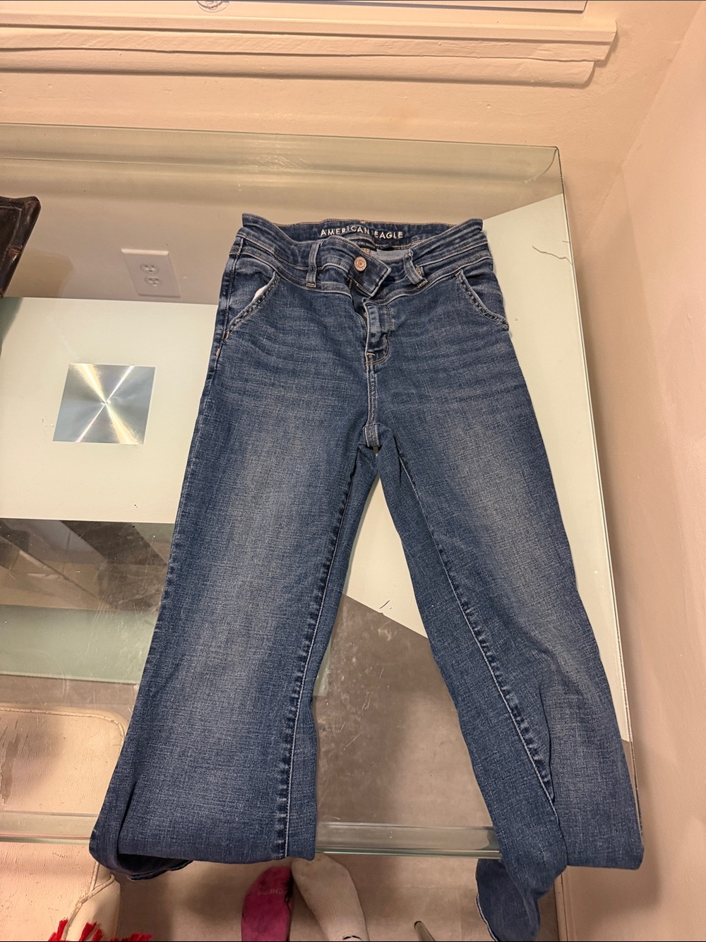 American Eagle Outfitters Women's Dark Blue Flare Jeans